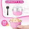 Disposable Ramekins 50 Packs with Lids and Spoons,Mini Cake Pans Round Aluminum Foil Cupcake Baking Cups Muffin Cups Tins,Disposable Cakecup Wrappers Cheesecake Creme Brulee-5 Oz (Pink)